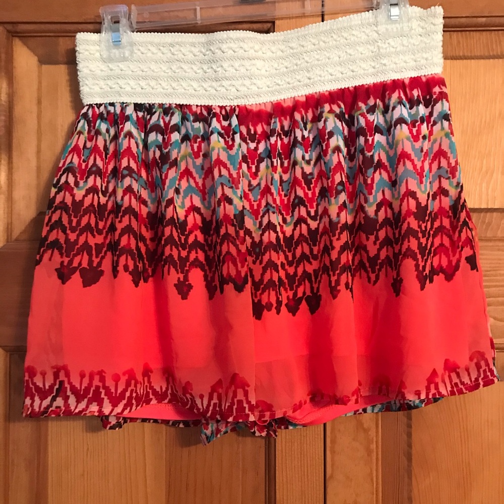 Salmon Pink tribal patten flow shorts